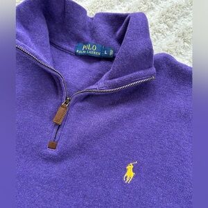 Polo by Ralph Lauren Purple Men's Quarter Zip Sweater
